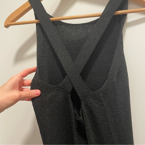 Knit black Massimo Dutti midi dress - Picture 7 of 7